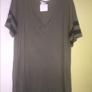 Army green and black T-shirt